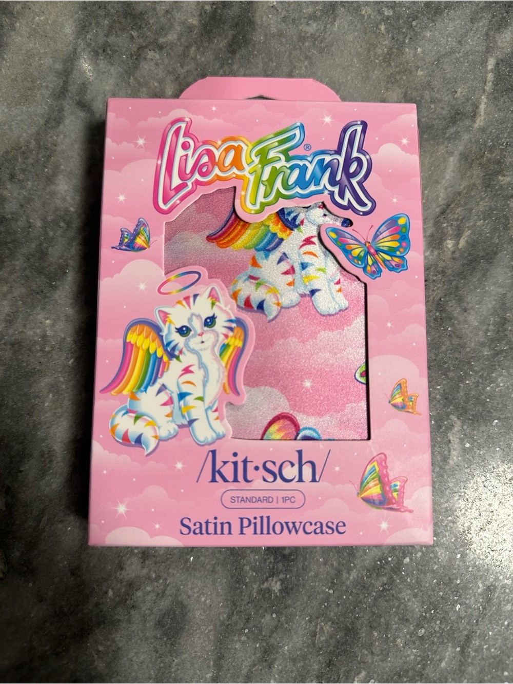 NIB Lisa Frank Angel Kitties x Kitsch Satin Standard pillow case